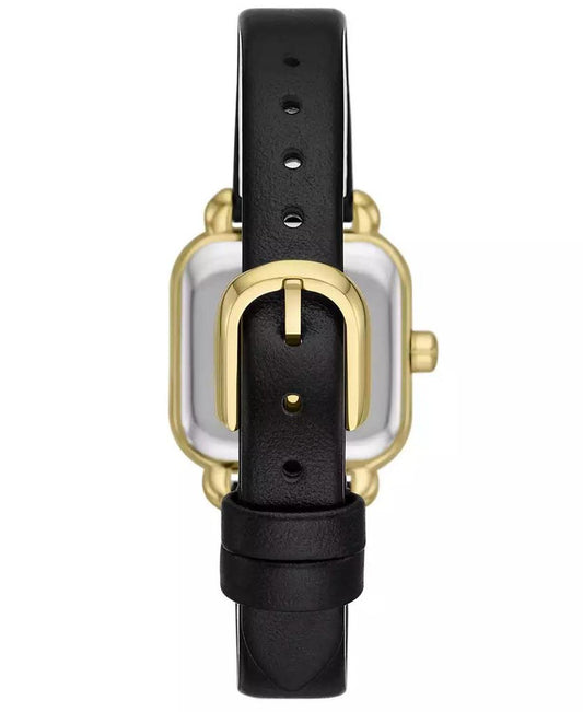 Women's Gracie Square Three-Hand Black Leather Watch, 25mm