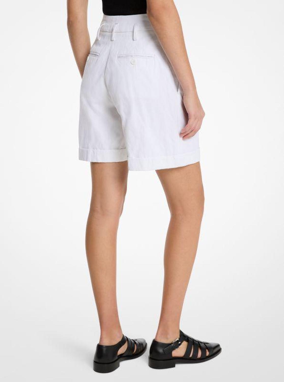 Crushed Cotton Gabardine Cuffed Shorts