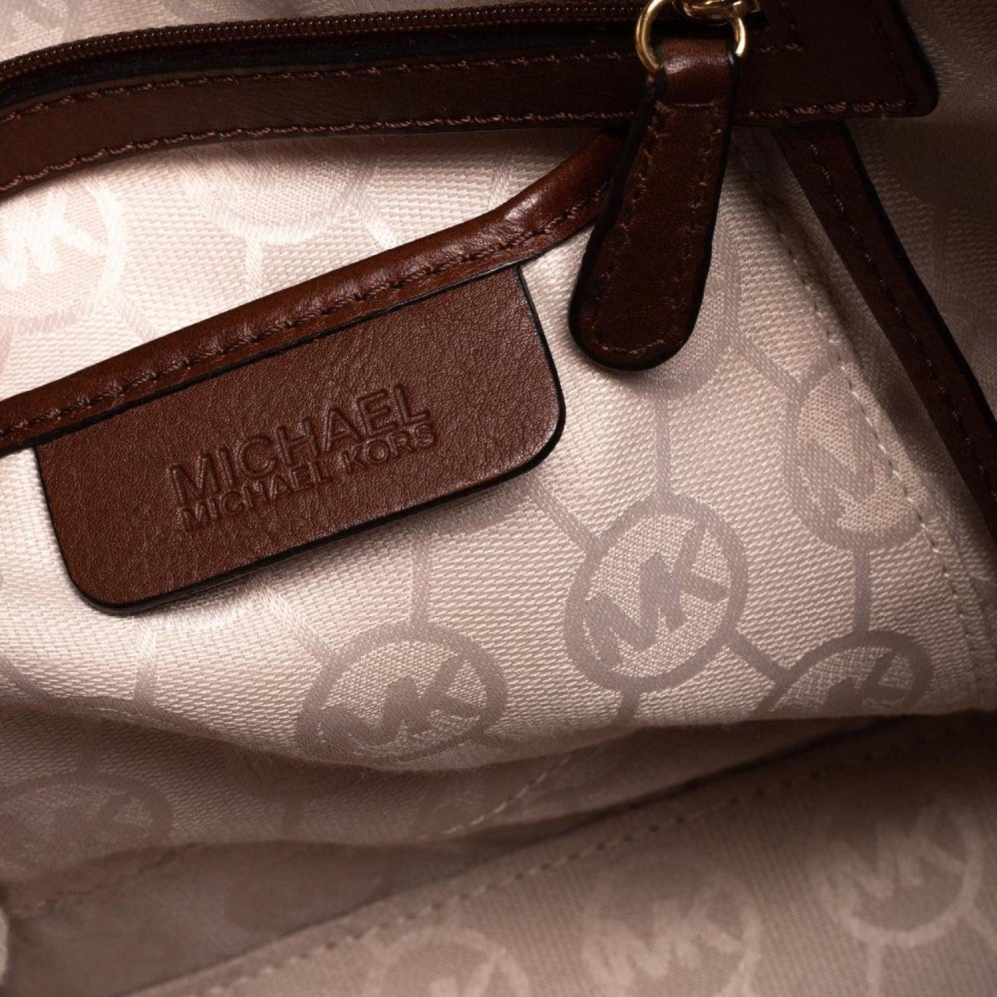 Michael Michael Kors Brown/beige Printed Canvas Rope Handle Tote
