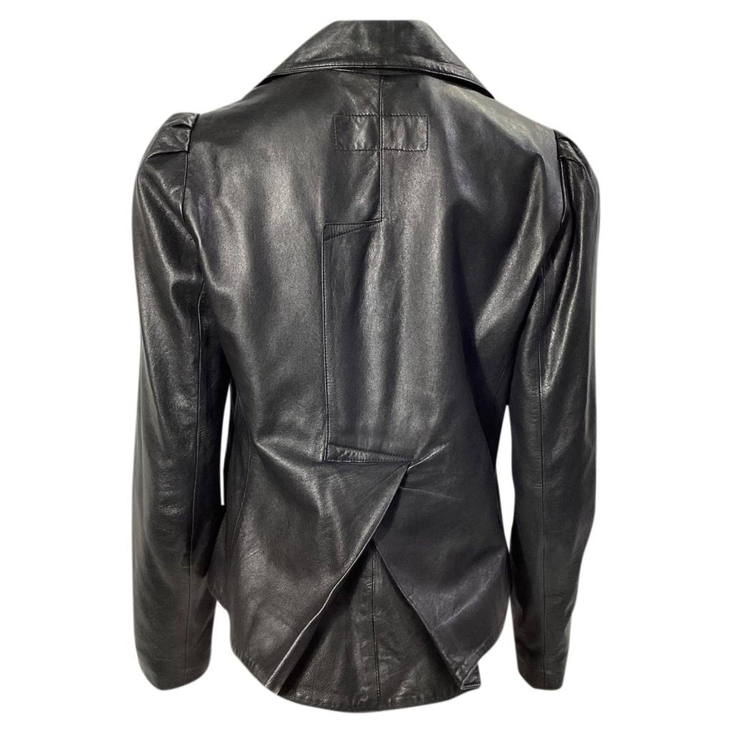 Marc by Buton-Detail Open Jacket in Black Leather
