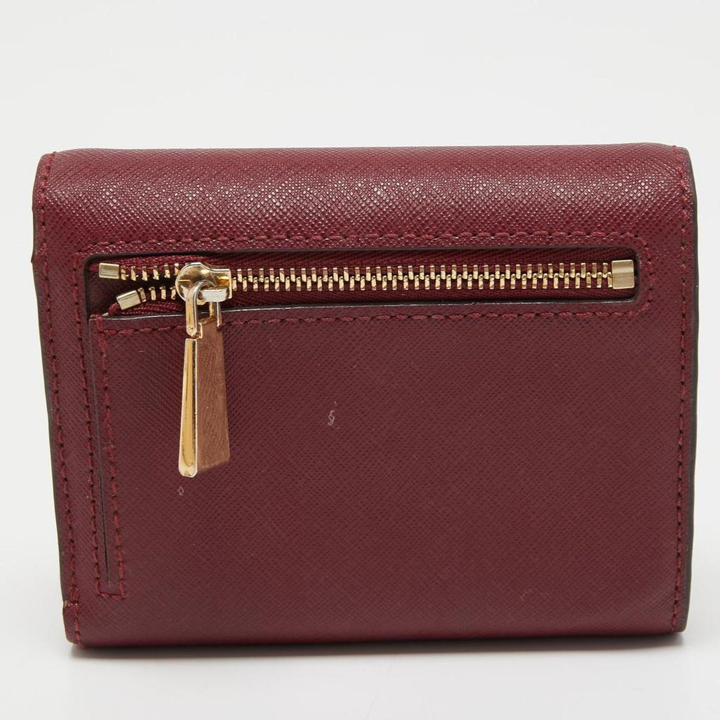 Michael Kors Burgundy Saffiano Leather Jet Set Trifold Wallet
