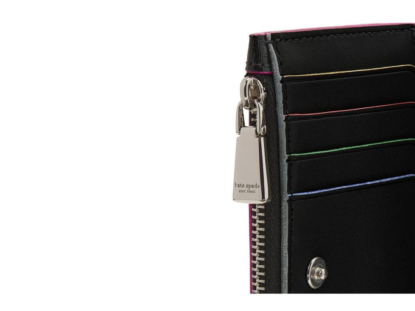 Devin Glitter Edge Shiny Saffiano Small Slim Bifold Wallet