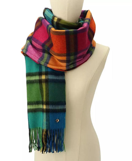 Plaid Mix Multi Yarn Dye Wool Scarf