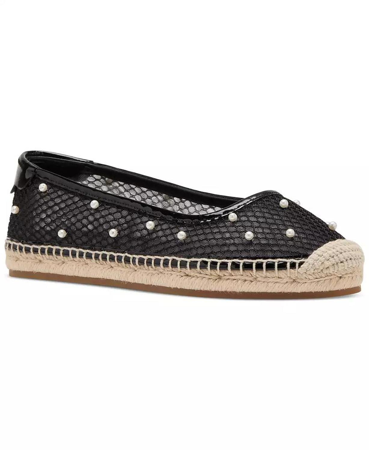 Women's Pearl Fishnet Espadrille Flats