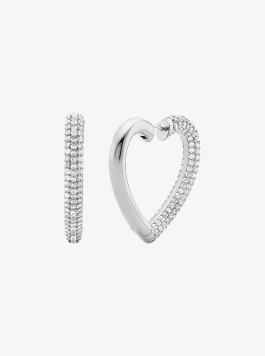 Pavé Heart Hoop Earrings