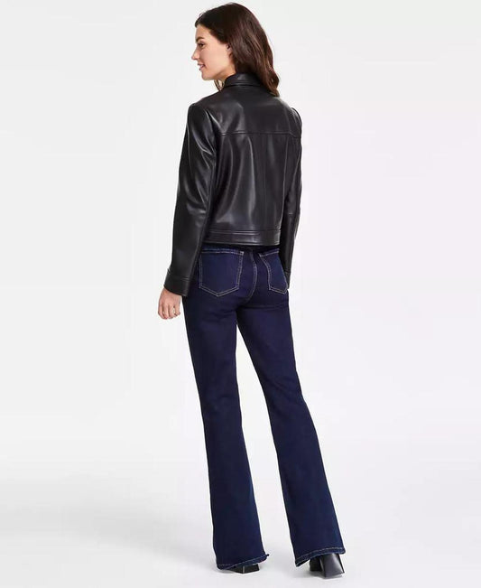 Women's Leather Zip-Front Coat