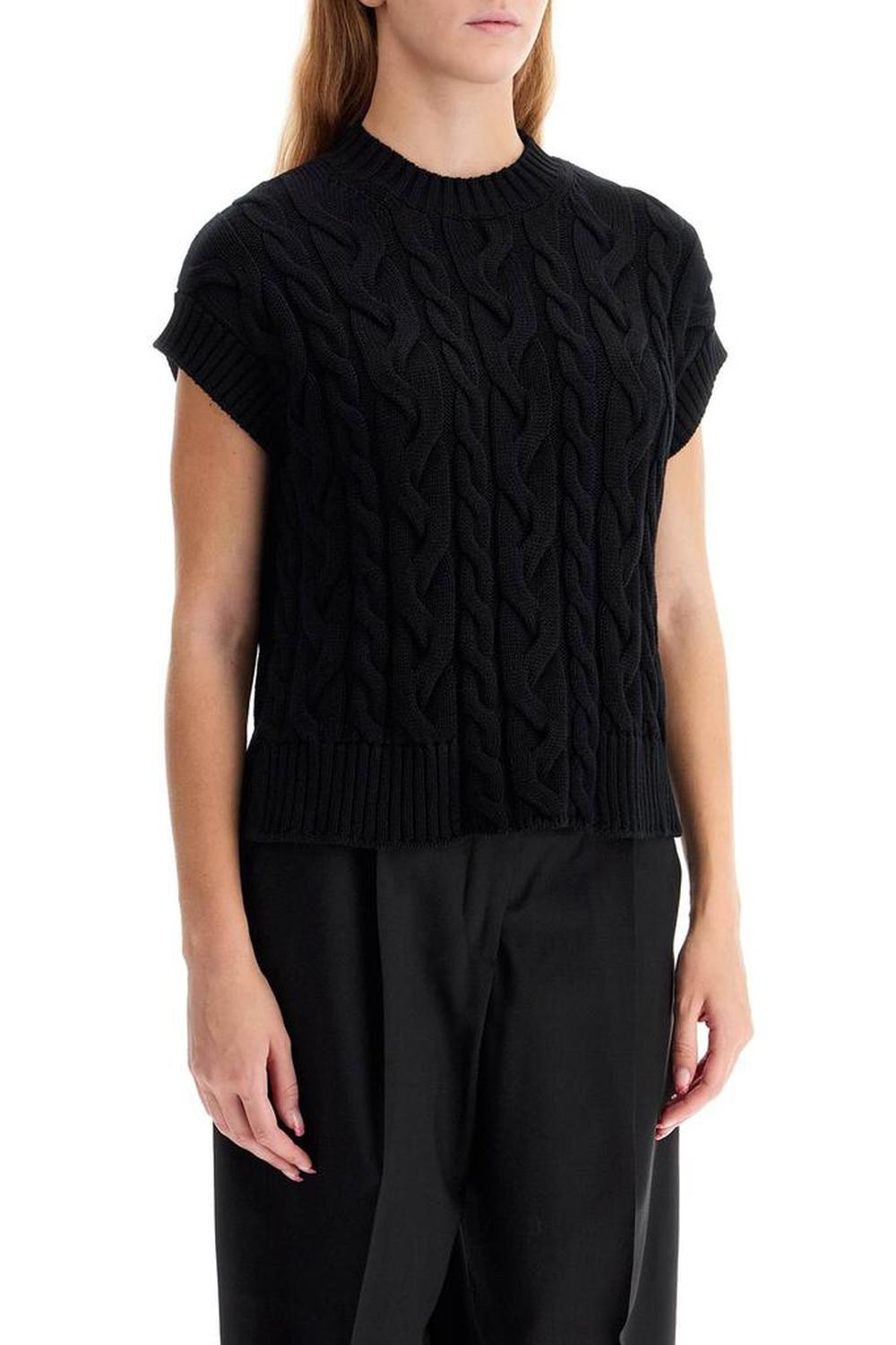 S Max Mara Cotton Cable Knit Vest With Braided Design