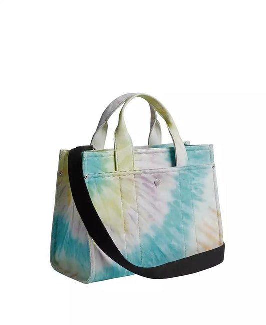 Women's Zip Top Cargo Tote Bag with Rainbow Tie-dye