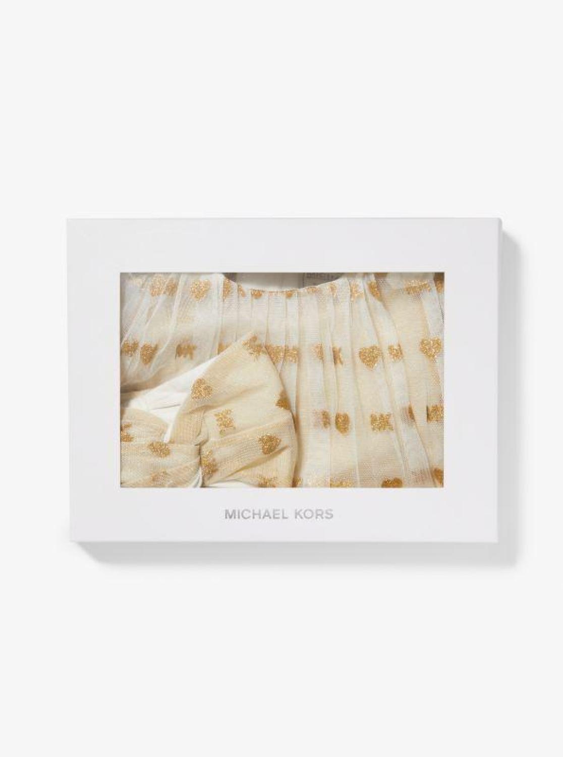 Embellished Logo Tulle Dress and Headband Baby Set