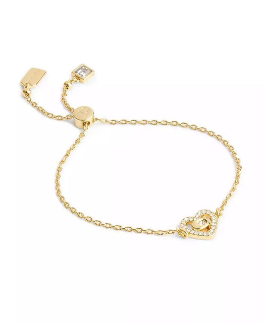 Faux Stone Signature C Pavé Heart Slider Bracelet