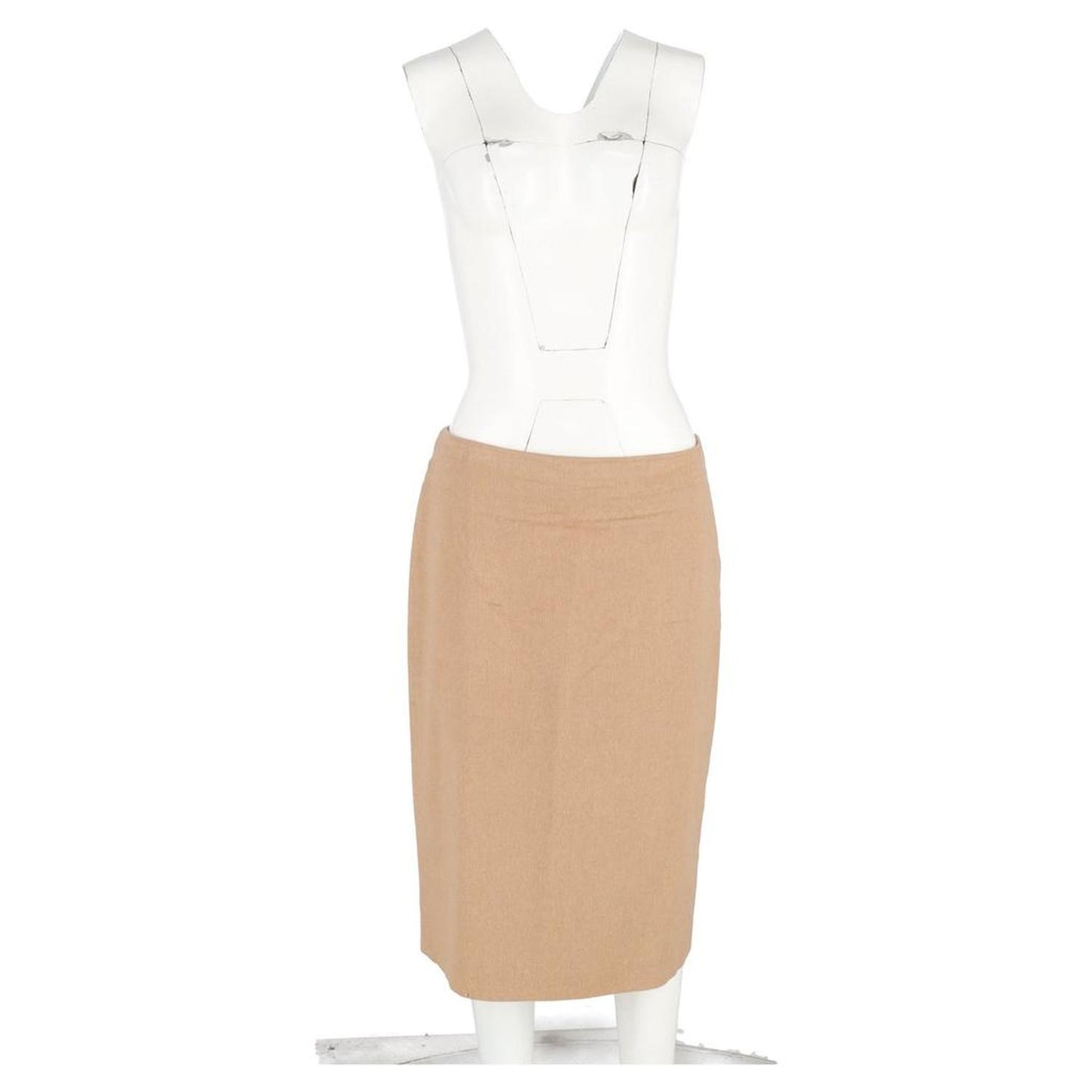 Midi Pencil Skirt in Brown Wool