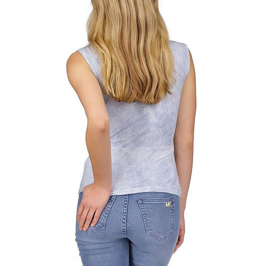 Petites Womens Twist Front Printed Blouse