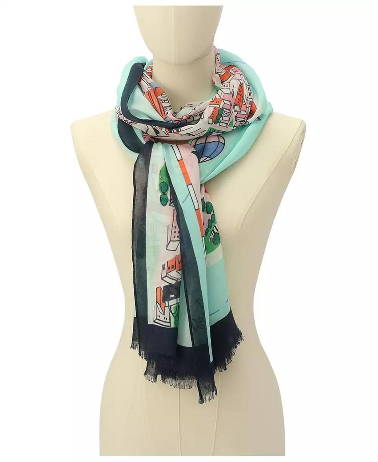 Women's Map Oblong Scarf