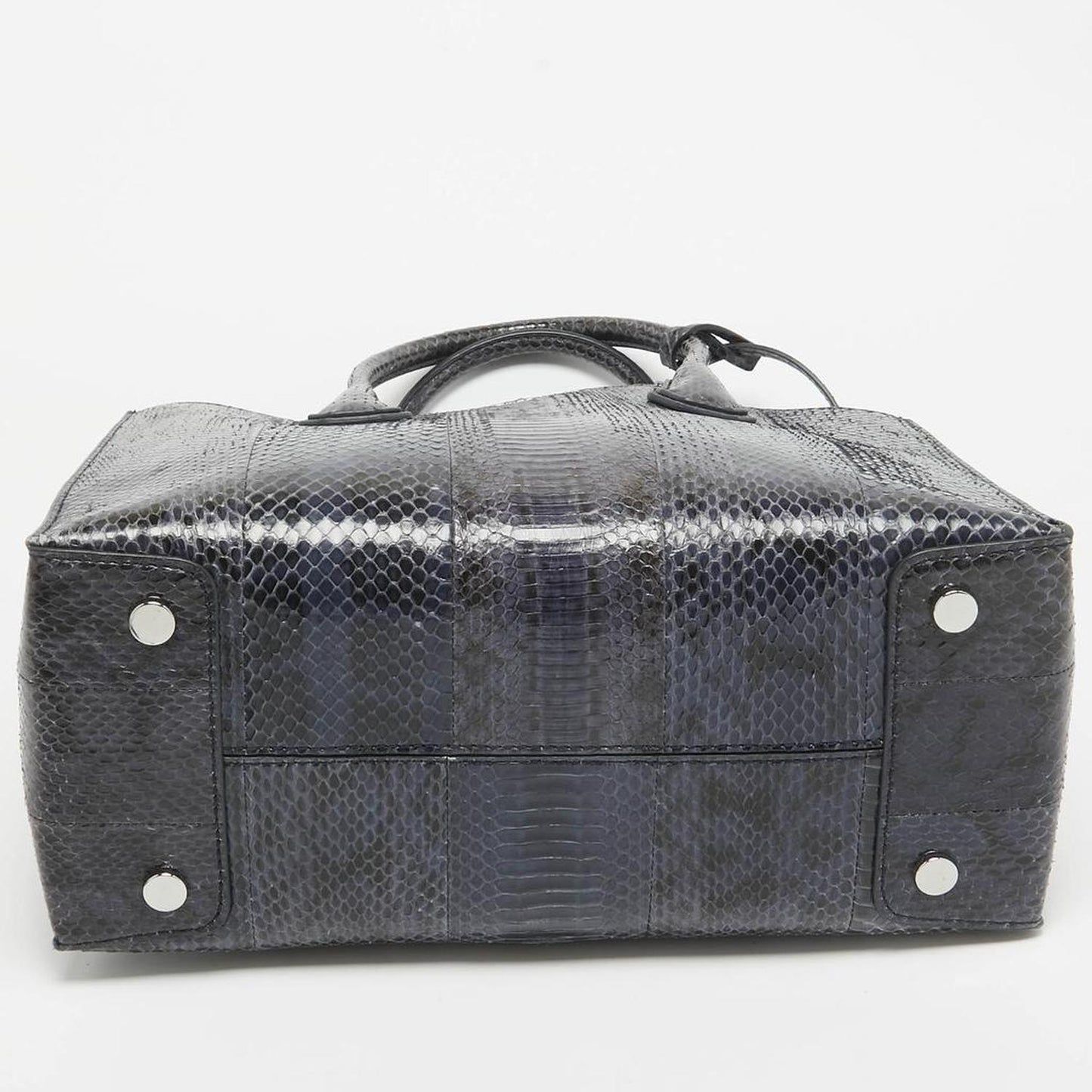 Michael Kors Navy Blue Watersnake Leather Large Mercer Tote