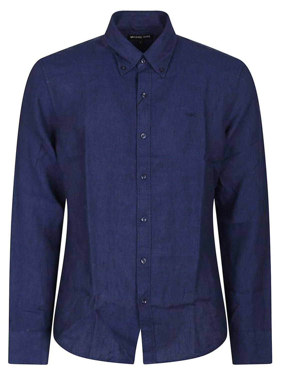 Michael Kors Slub-Texture Curved Hem Shirt