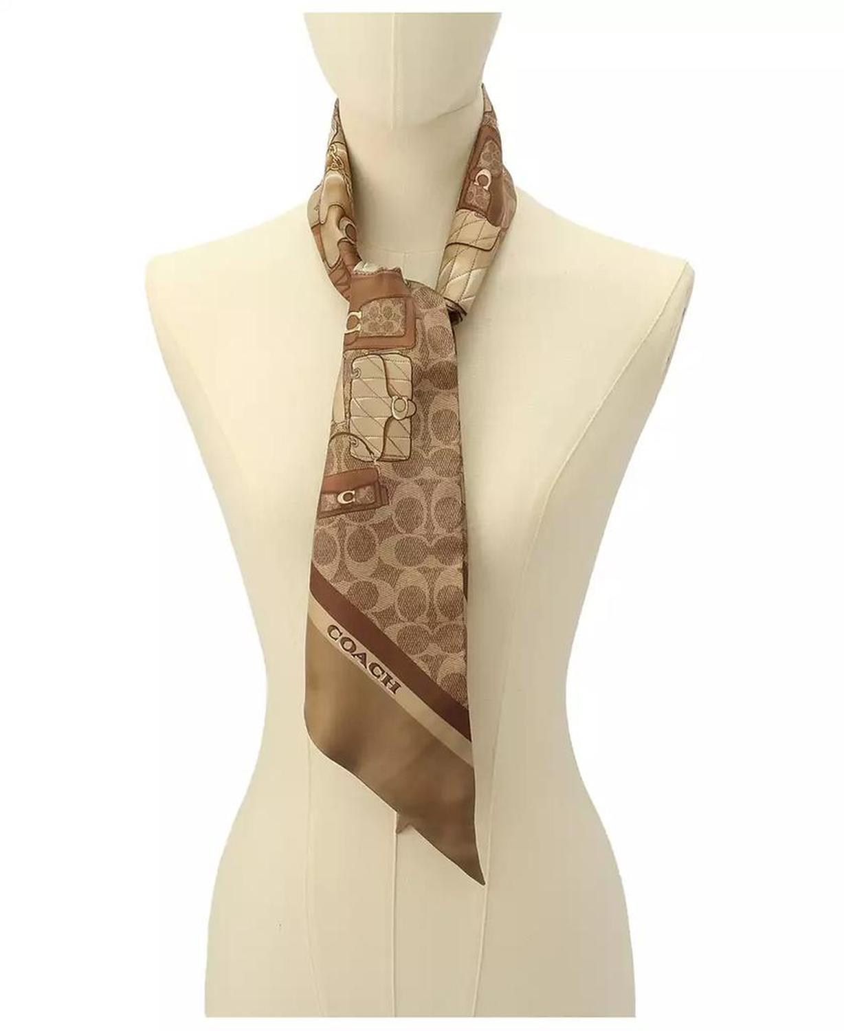 Stacked Tabby Bags Print Silk Skinny Scarf