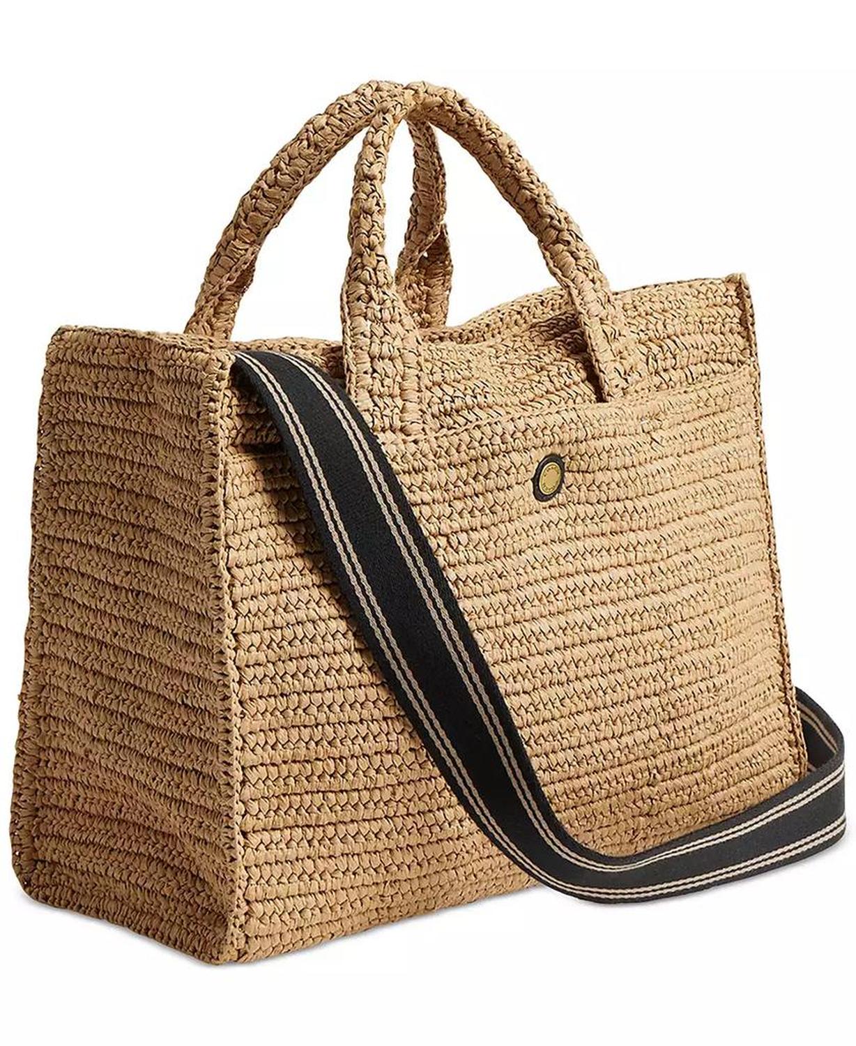 Cargo Embroidered Logo Straw Tote Bag