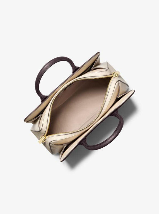 Laila Medium Color-Block Pebbled Leather Satchel