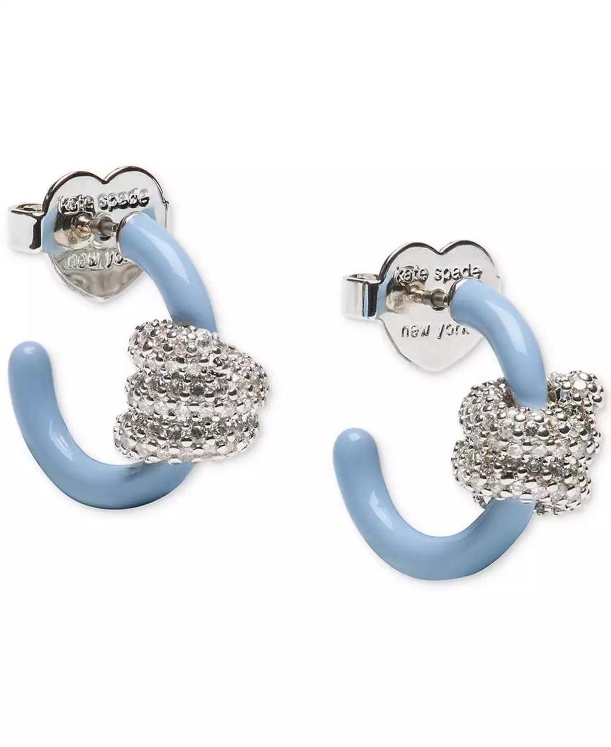Small Pavé Knot Hoop Earrings, 0.62"