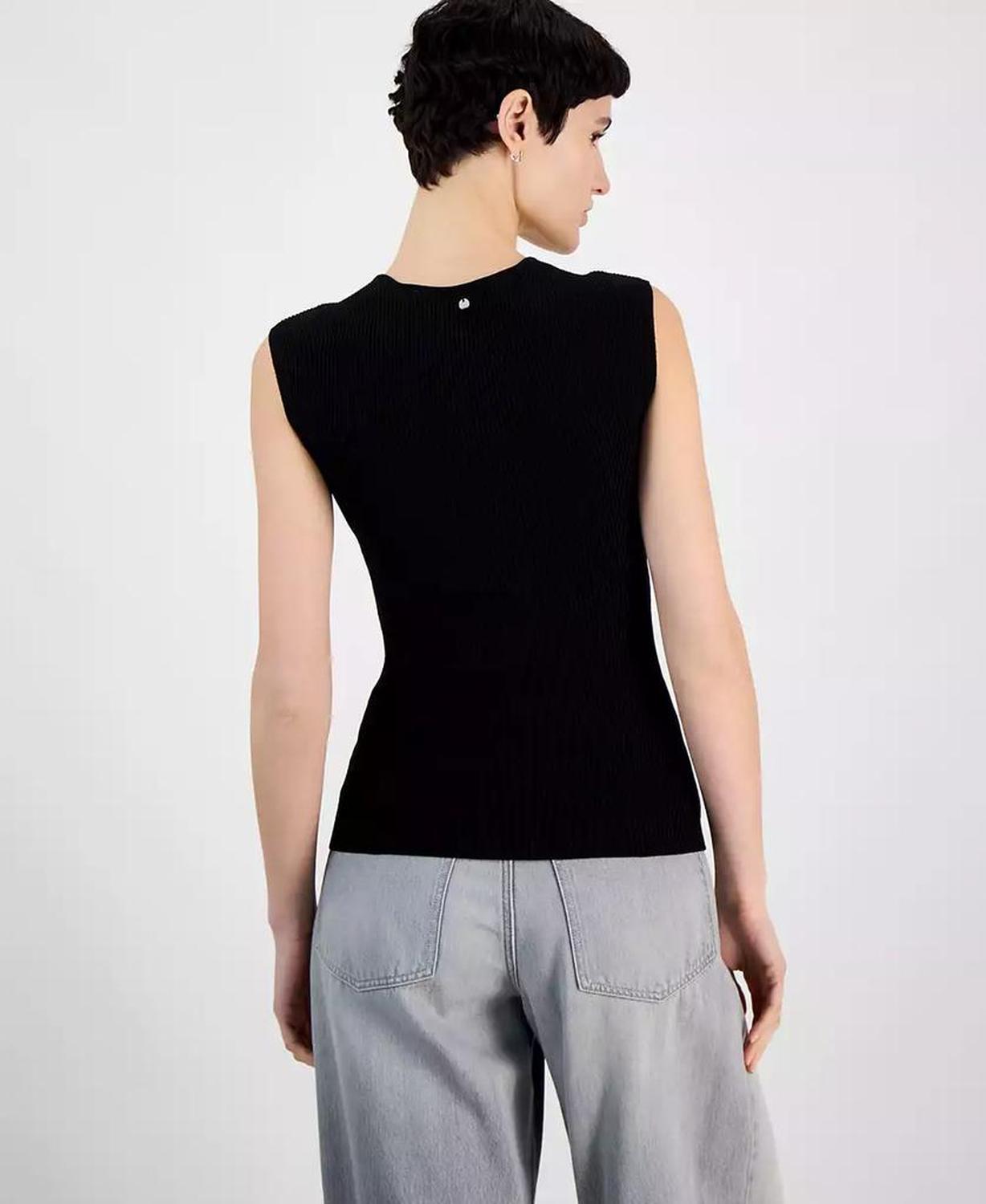 Women's Sweetheart-Neck Ribbed-Knit Top