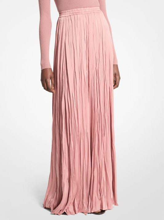 Crushed Techno Charmeuse Maxi Skirt