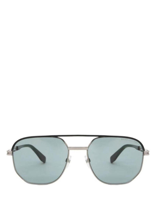 Men's Metal Aviator Sunglasses In Ruthenium Black / Green