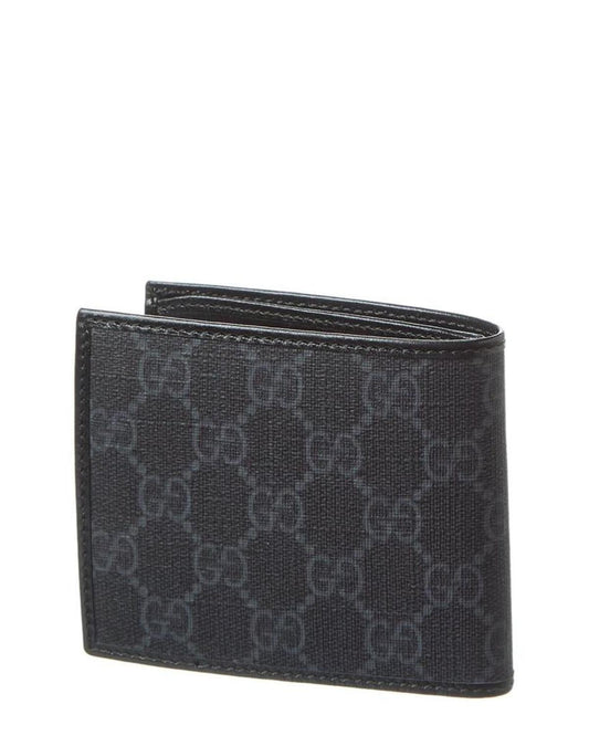 Gucci Interlocking G GG Supreme Canvas & Leather Bifold Wallet