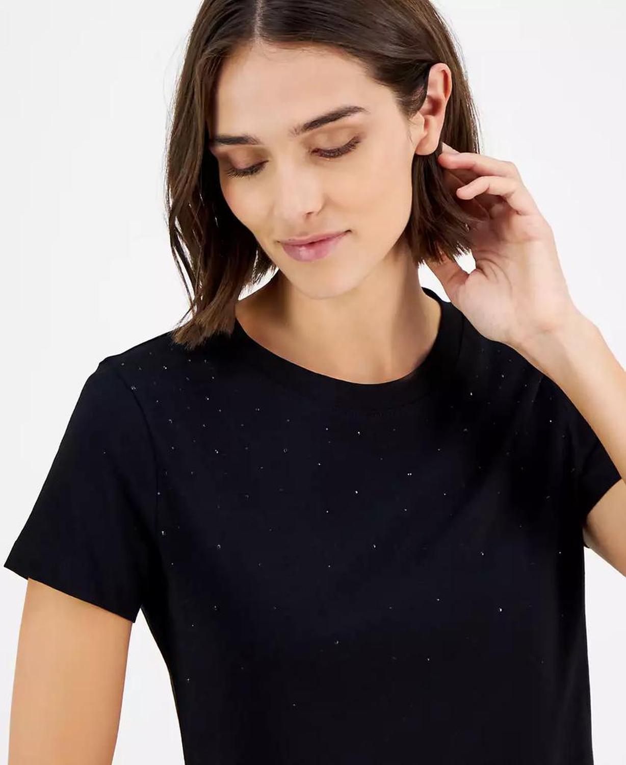 Women's Embellished Crewneck Short-Sleeve Top