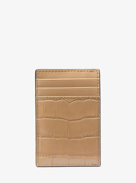 Hudson Crocodile-Embossed Leather Card Case