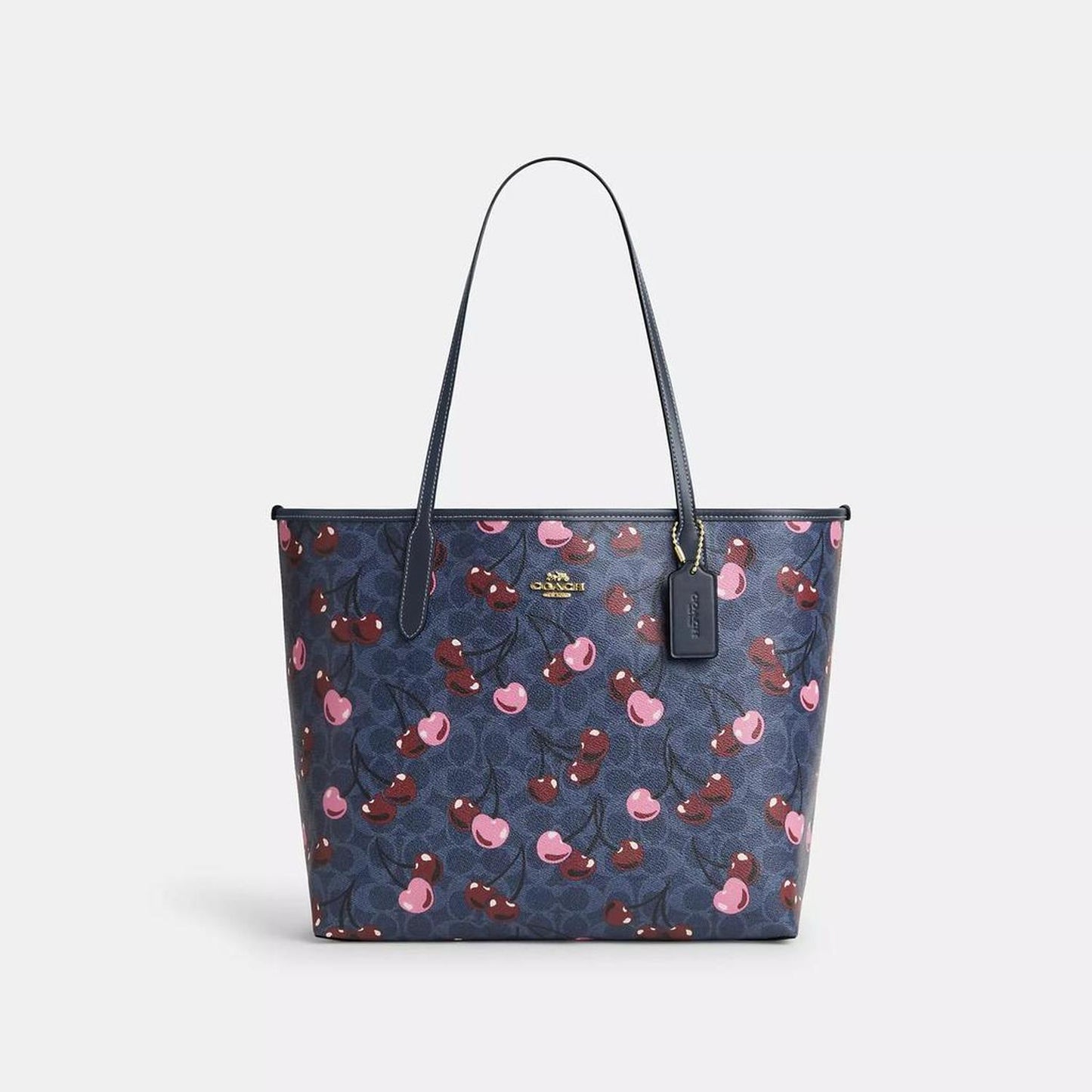 City Tote Bag In Signature Canvas With Cherry Print