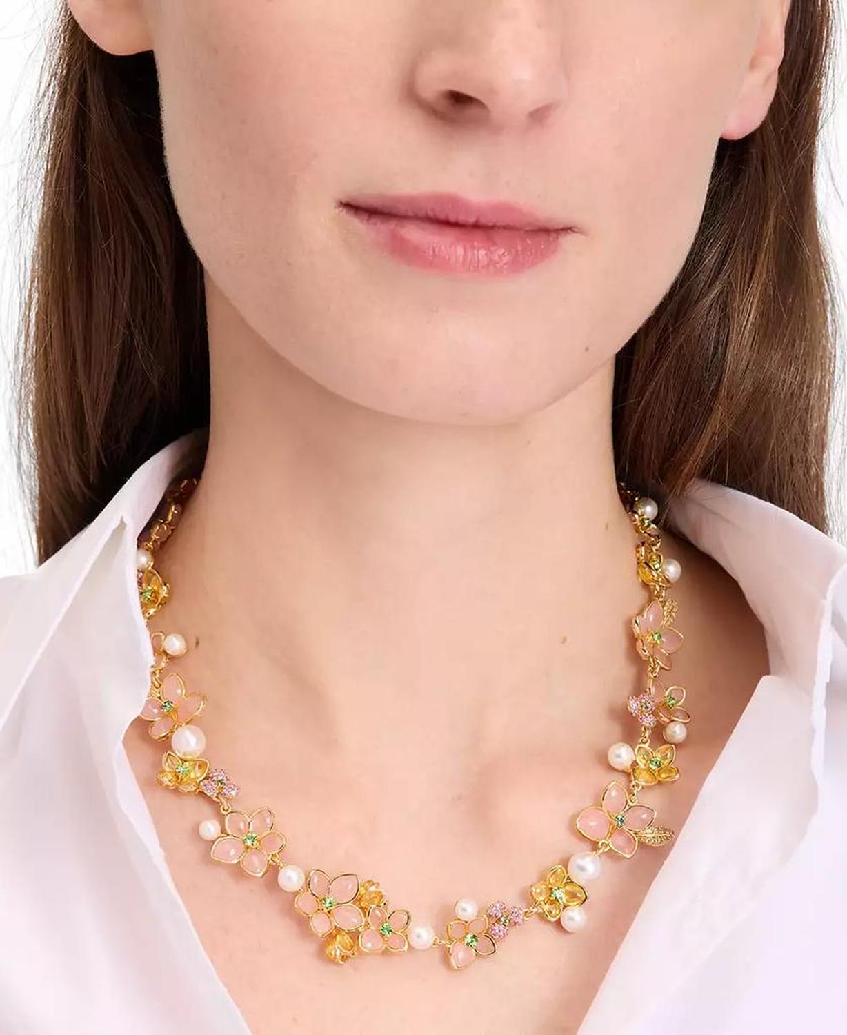 Gold-Tone Pastel Petals All-Around Necklace, 16-1/2" + 3" extender