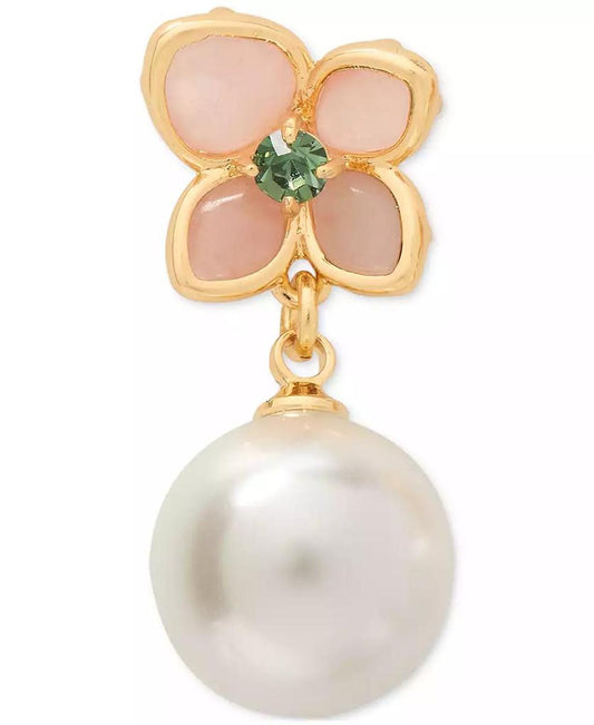 Gold-Tone Pastel Petals Drop Earrings