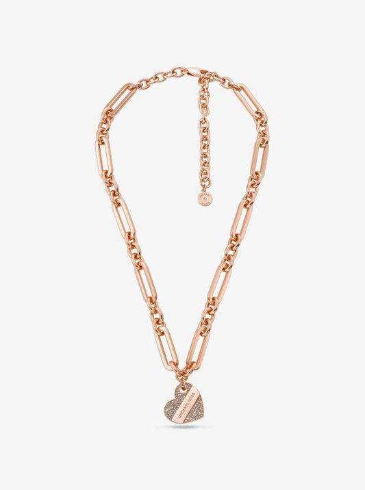 Precious Metal-Plated Pavé Heart Necklace