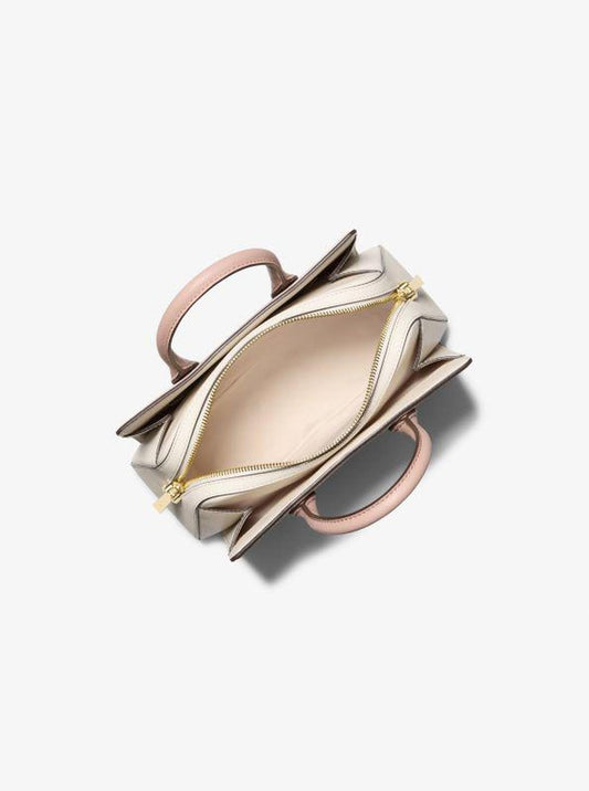 Laila Small Color-Block Pebbled Leather Satchel