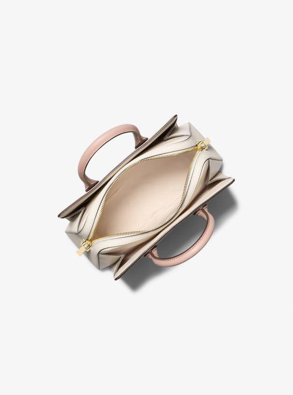 Laila Small Color-Block Pebbled Leather Satchel