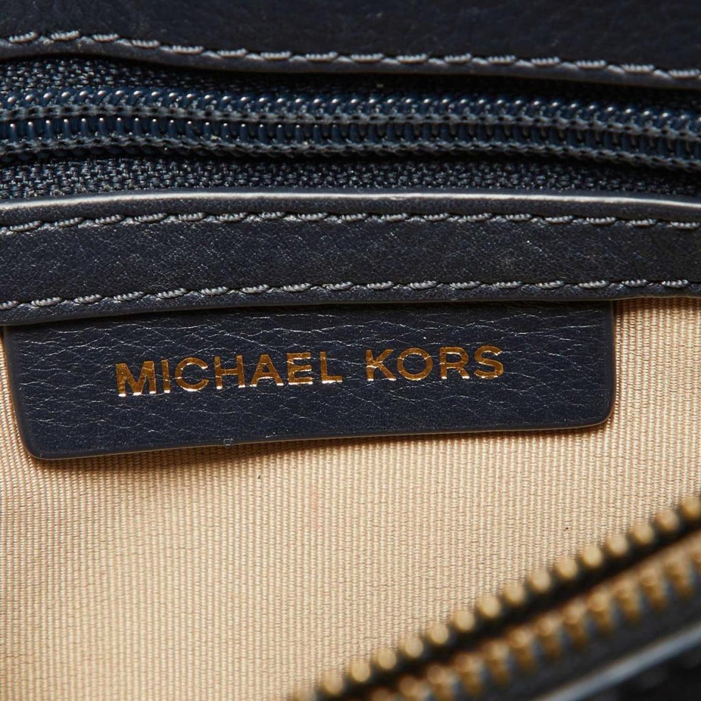 Michael Kors Navy Woven Leather Whitney Shoulder Bag