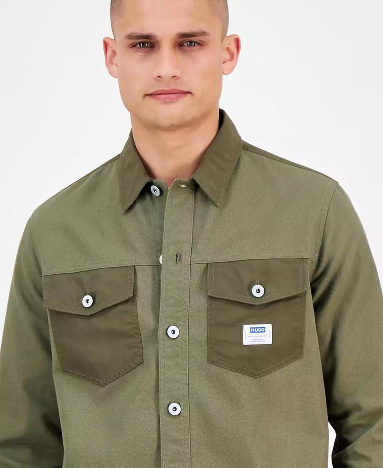 Men's Ebrido Relaxed Fit Long Sleeve Button-Front Overshirt