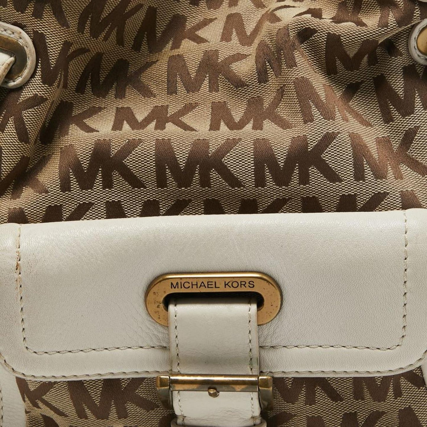 Michael Michael Kors Beige/offSignature Canvas Front Pocket Tote