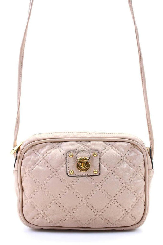 Marc Jacobs Women's Quilted Gold Hardware Crossbody Handbag Nude