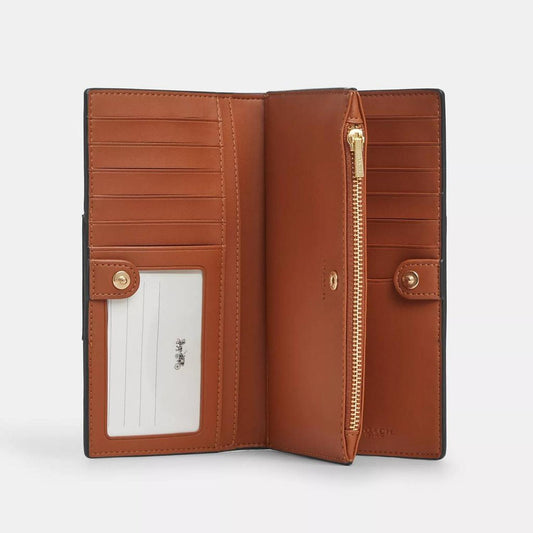 Coach Outlet Slim Zip Wallet In Signature Canvas With Stripe