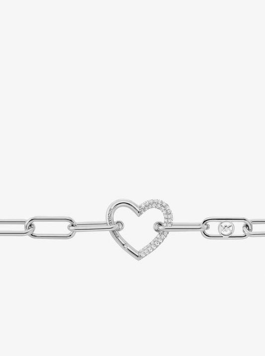 Pavé Heart Curb-Link Bracelet
