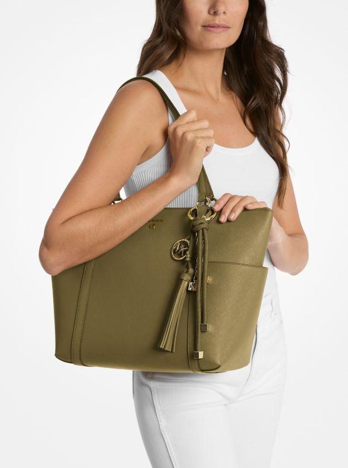 Sullivan Large Saffiano Leather Top-Zip Tote Bag