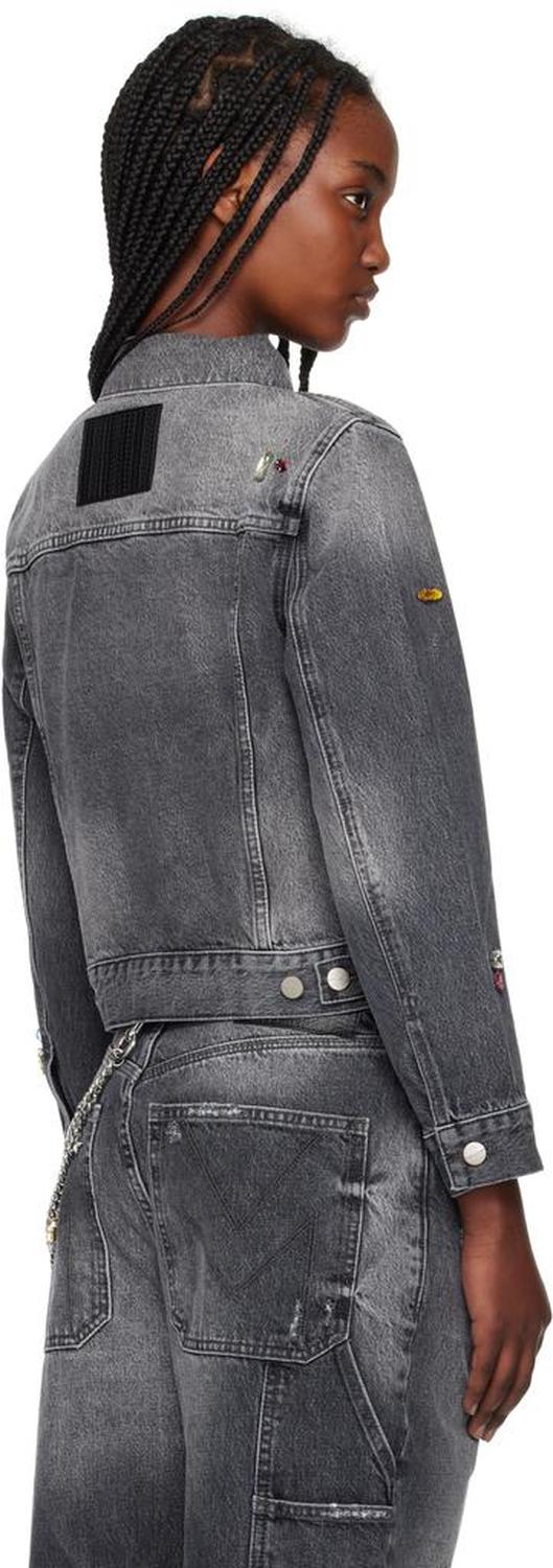 Fray Charm Shrunken Trucker Denim Jacket