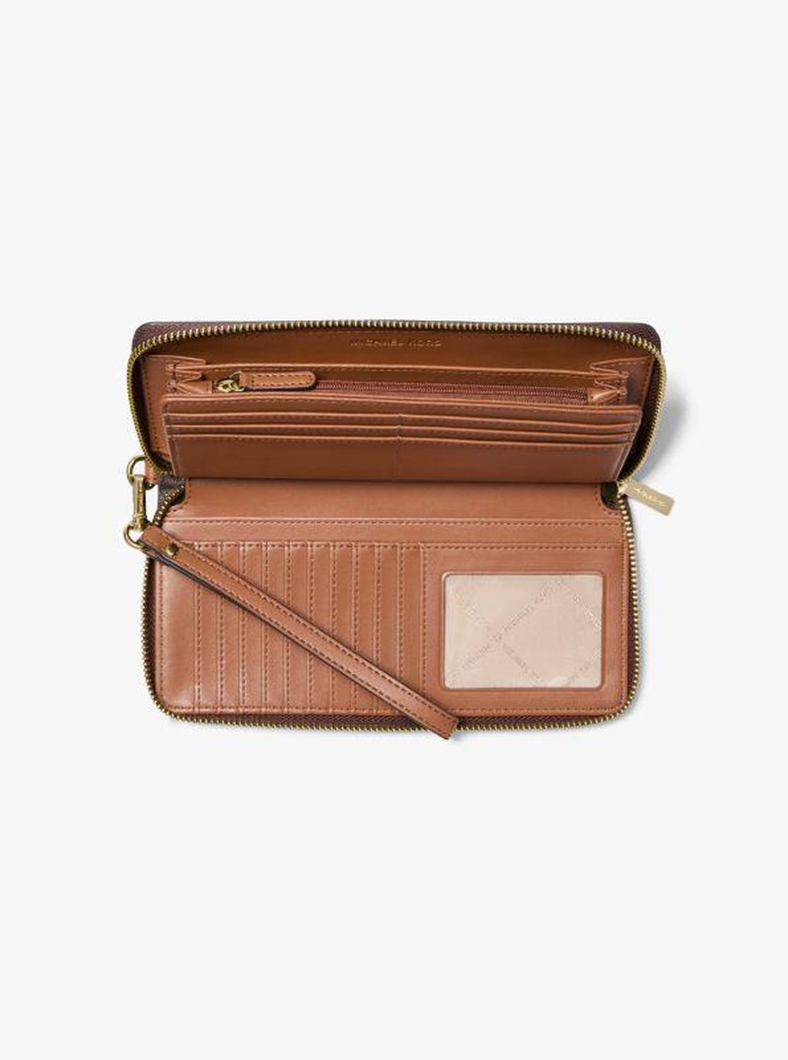 Jet Set Travel Large Signature Logo and Metallic Continental Wallet