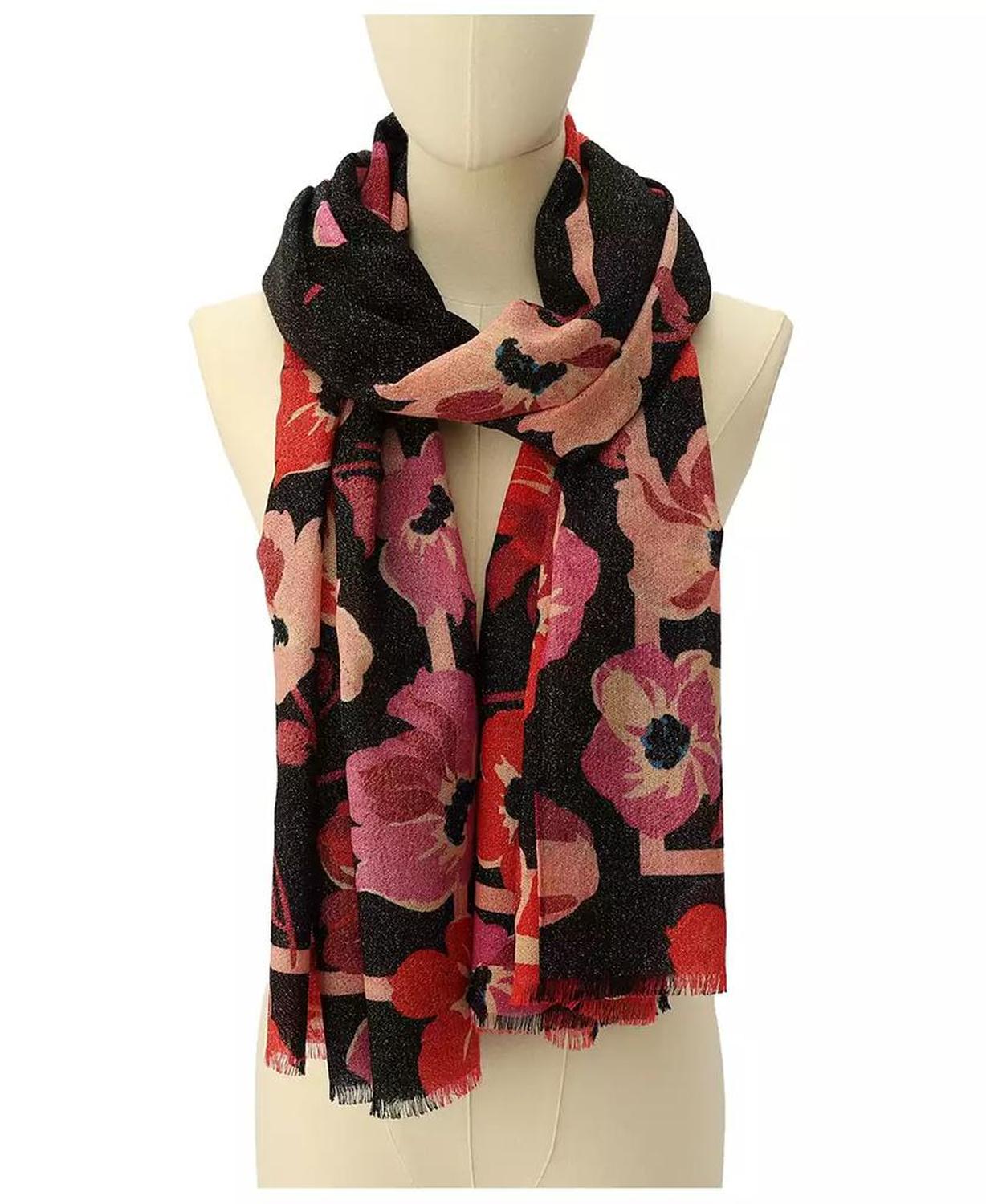 Women's Fall Poppies Wool Oblong Scarf