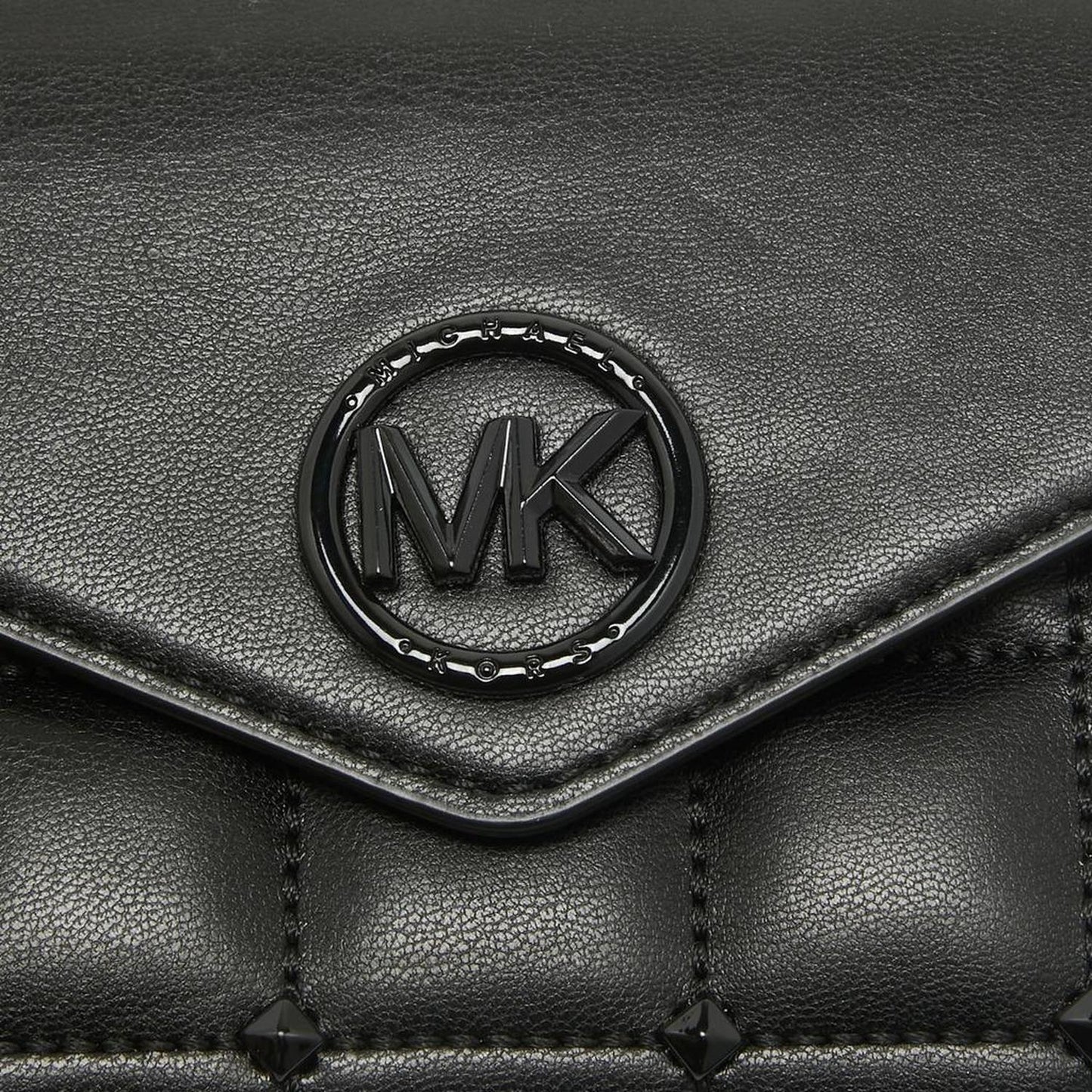 Michael Kors Black Quilted Leather Carmen Wallet On Chain