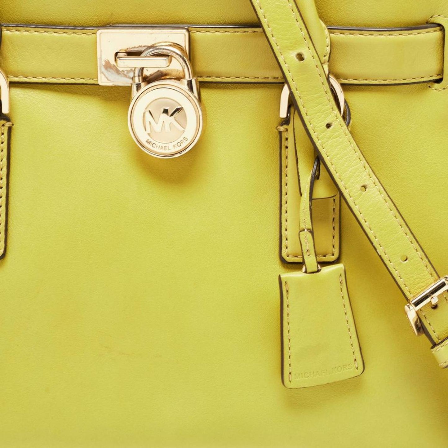 Michael Kors Lime Leather Hamilton Tote