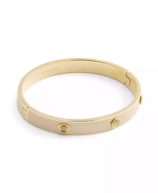 Signature Faux Stone Tea Rose Enamel Bangle Boxed Bracelet