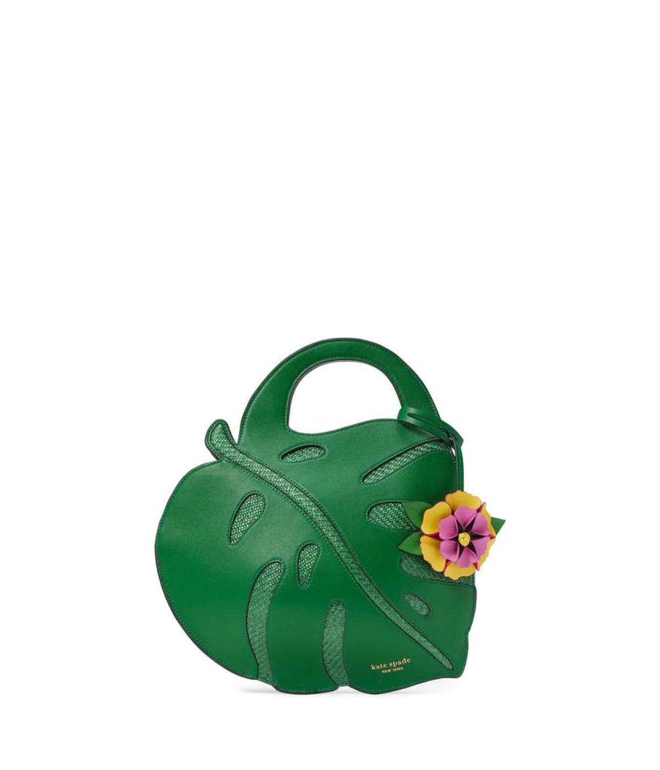 Playa Leather And Straw 3D Leaf Tote