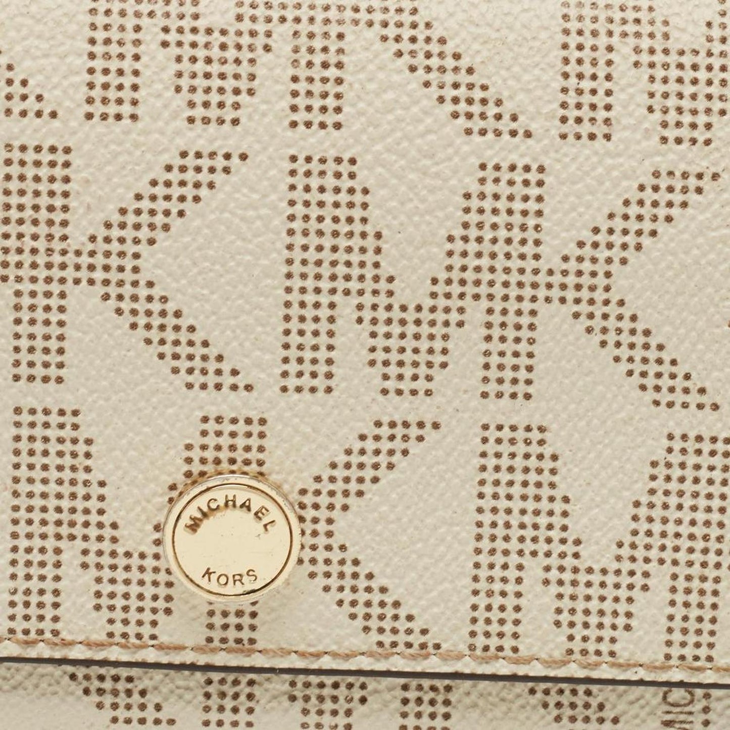 Michael Kors Off White Signature Coated Canvas Flap Continental Wallet